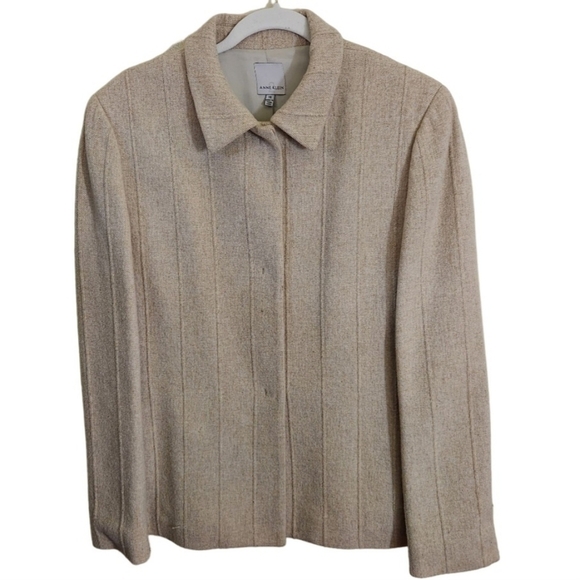 Anne Klein 2 Vintage Neutral Wool Blend Classic Jacket Size 16 - Picture 1 of 6